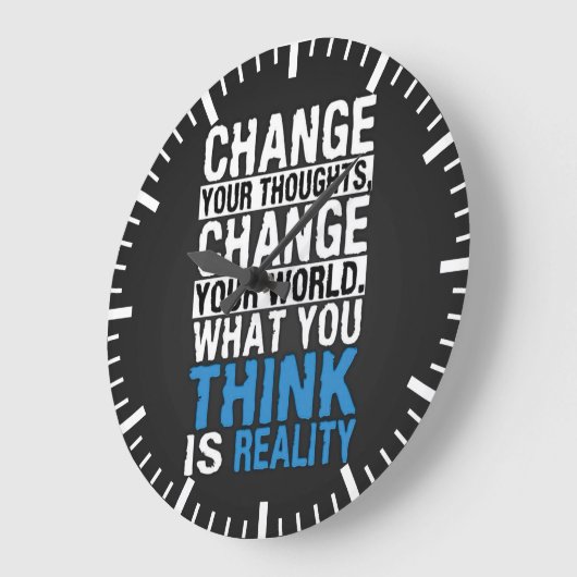 現実考えとはやる気を起こさせる- ラージ壁時計 (傾斜)