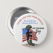 現役軍人または退役ベテラン軍人 ありがとう 缶バッジ (正面&裏面)