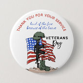 現役軍人または退役ベテラン軍人 ありがとう 缶バッジ (正面)