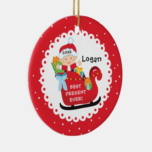 現最高の在ベビー初めてのクリスマス セラミックオーナメント (右)