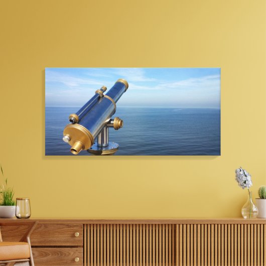 現象観測望遠鏡と海 キャンバスプリント (インサイチュ (リビング))