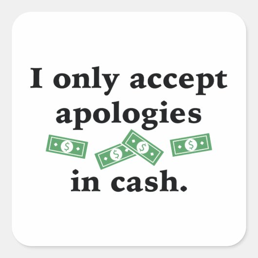 現金でお詫びを申し上げる スクエアシール (正面)