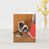 現金によって引っ掛けられるHarleguinのグレートデーンの子犬カード カード (黄色い花)