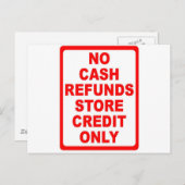 現金の払い戻しの店の信用印無し ポストカード (正面/裏面)