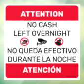 現金の離れ外泊ドアの窓のサイン。スクエア ウィンドウサイン (シート3)