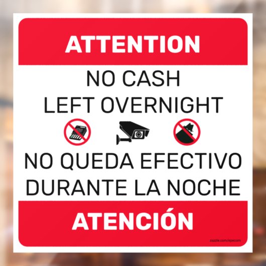 現金の離れ外泊ドアの窓のサイン。スクエア ウィンドウサイン (シート2)