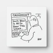 現金を引き出す男。おもしろい フォトプラーク (正面)