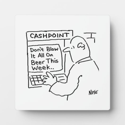 現金を引き出す男。おもしろい フォトプラーク (正面)