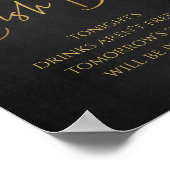 現金バー金ゴールドエレガントブラックスクリプトテーブルトップ記号 ポスター (角)