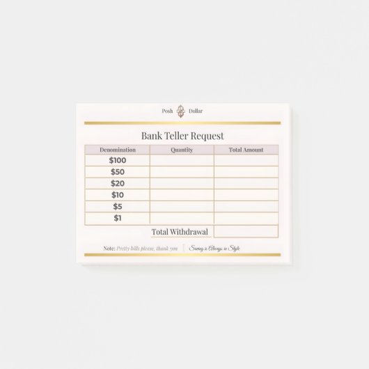 現金引き落とし金要求型枠 | ポシュドル ポストイット (正面)