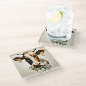 現金牛 ガラスコースター (アングル)