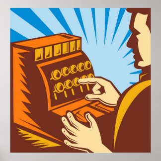 現金登録付き販売店員wpaスタイル ポスター