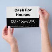 現金for住宅用白黒電話番号あなたのテキスト チラシ (ハンドル)