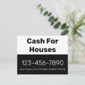 現金for住宅用白黒電話番号あなたのテキスト ポストカード (スタンド正面)