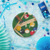 球およびチョークが付いているリアルなビリヤード台 ペーパープレート (パーティー)