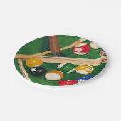 球およびチョークが付いているリアルなビリヤード台 ペーパープレート (アングル)