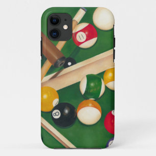 球およびチョークが付いているリアルなビリヤード台 iPhone 11 ケース