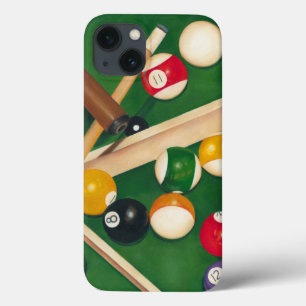 球およびチョークが付いているリアルなビリヤード台 iPhone 13ケース