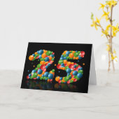 球から形作られる数を用いる第25誕生日 カード (黄色い花)