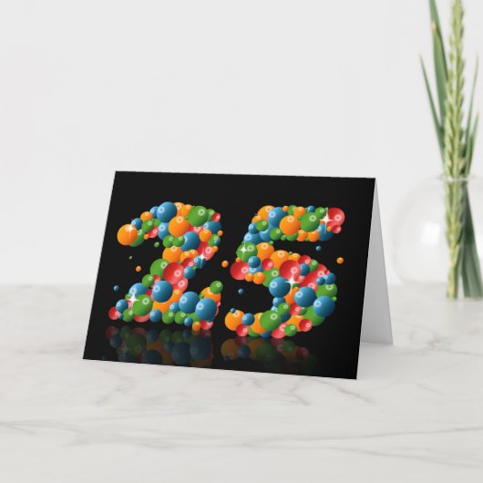球から形作られる数を用いる第25誕生日 カード (正面)