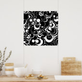 球と円の白黒抽象芸術 ポスター (キッチン)