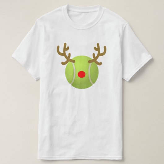 球のトナカイのテニスのTシャツのおもしろいなクリスマスのギフト Tシャツ (デザイン正面)