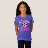 球のパーソナライズなサッカーの女の子のスエットシャツの名前 Tシャツ (正面フル)