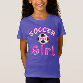 球のパーソナライズなサッカーの女の子のスエットシャツの名前 Tシャツ (正面)