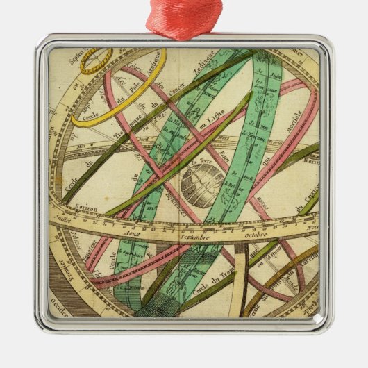 球の地図 メタルオーナメント (正面)
