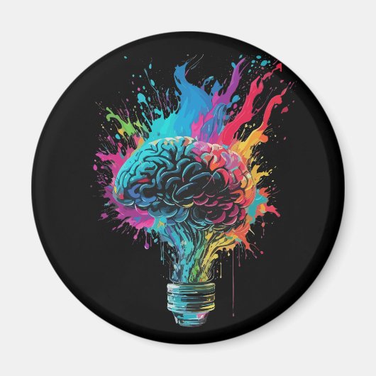 球の爆発を伴うカラフル脳デザイン マグネット (正面)