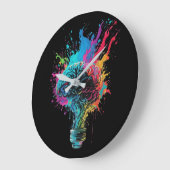 球の爆発を伴うカラフル脳デザイン ラージ壁時計 (傾斜)