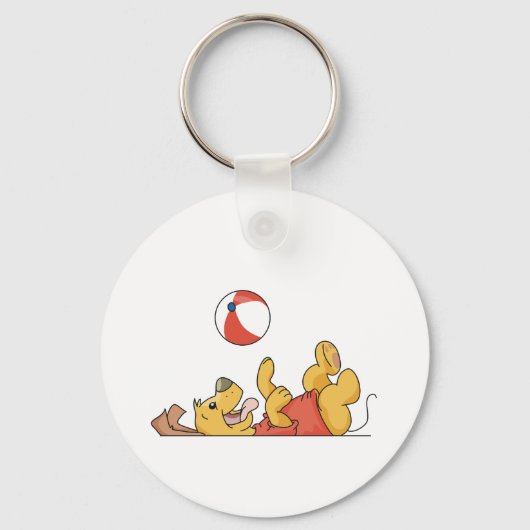 球のTシャツおよびギフトと遊んでいる犬 キーホルダー (正面)