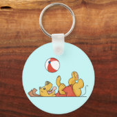 球のTシャツおよびギフトと遊んでいる犬 キーホルダー (正面)