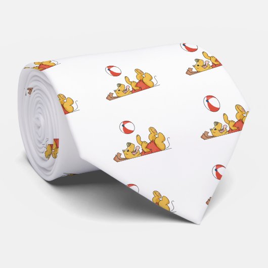 球のTシャツおよびギフトと遊んでいる犬 ネクタイ (ロール)