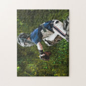 球をつかまえている野球選手 ジグソーパズル (縦)