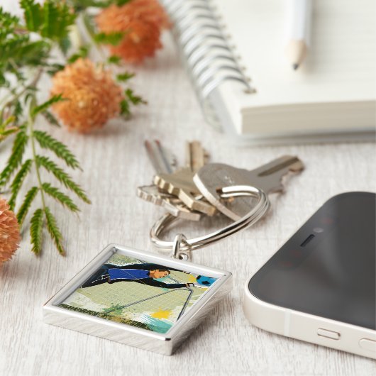 球を妨げているサッカーのゴールキーパー キーホルダー (側面)