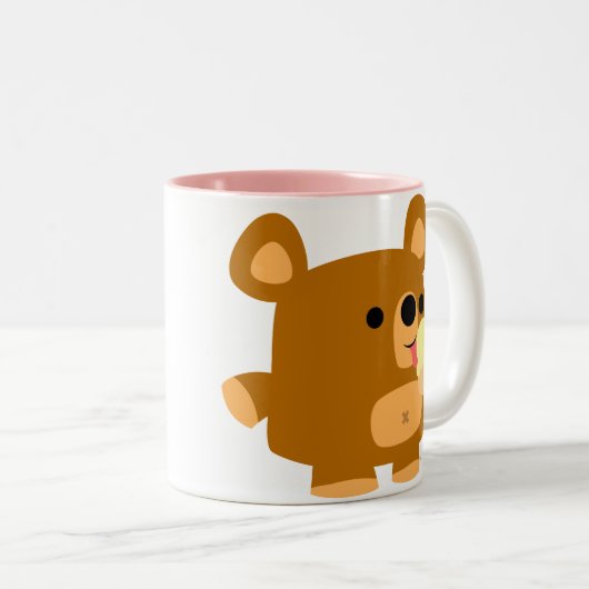 球を持つかわいい漫画くま:)マグ ツートーンマグカップ (正面右)