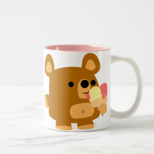 球を持つかわいい漫画くま:)マグ ツートーンマグカップ