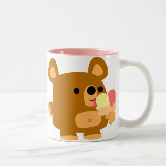 球を持つかわいい漫画くま:)マグ ツートーンマグカップ