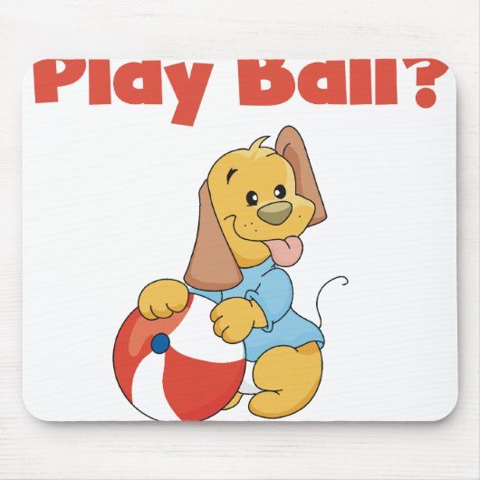 球を持つブラウンの子犬 マウスパッド (正面)