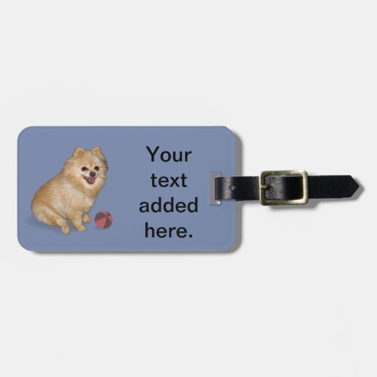 球を持つポメラニア犬犬 ラゲッジタグ (正面横)