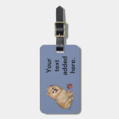 球を持つポメラニア犬犬 ラゲッジタグ (正面縦)