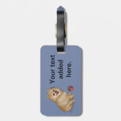 球を持つポメラニア犬犬 ラゲッジタグ (裏面縦)