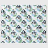 球を持つ青いmerleのコーギー ラッピングペーパー (フラット)