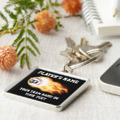 球を炎にあてるパーソナライズな野球の年長のギフト キーホルダー (側面)