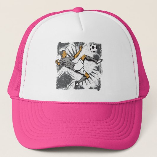 球を蹴っているサッカーの選手 キャップ (正面)