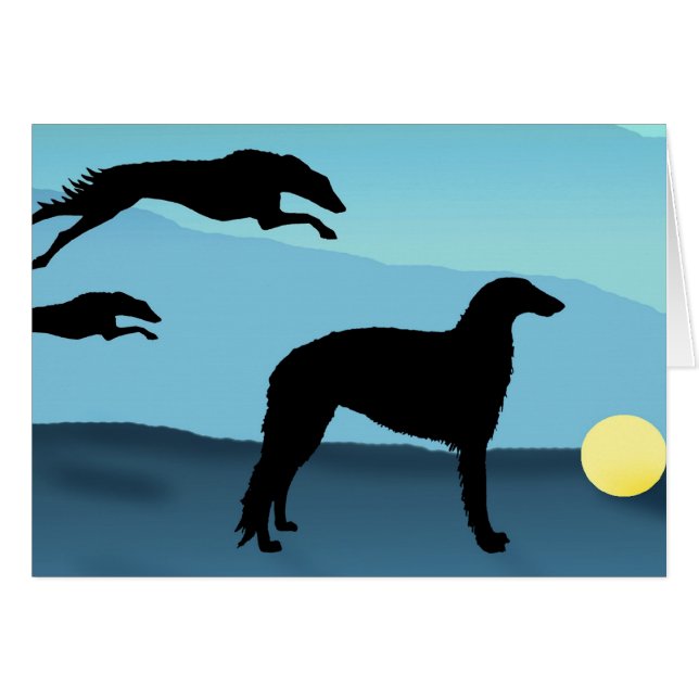 球を追跡しているボルゾイ犬 (正面横)