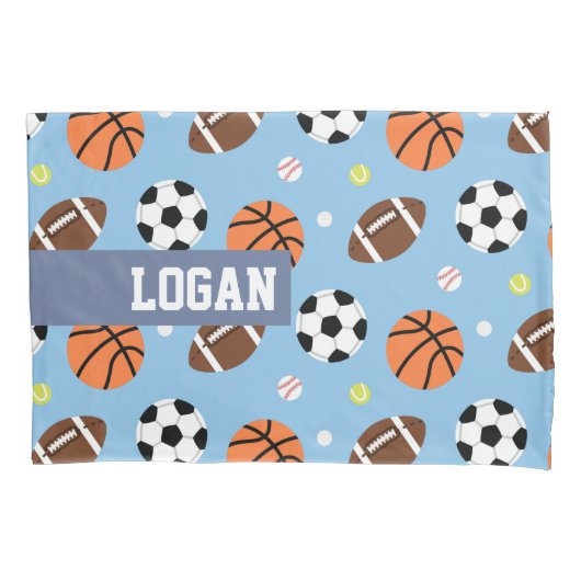 球スポーツがテーマのパターン男の子部屋の装飾 枕カバー (正面)