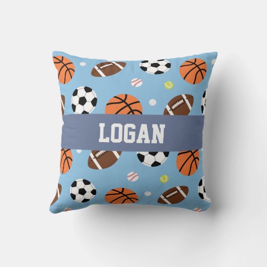 球パターン男の子のスポーツ部屋の装飾の枕 クッション (裏面)