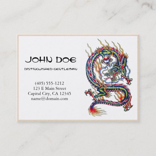 球体の入れ墨が付いているクールな東洋の日本のドラゴン 名刺 (正面)
